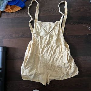 yellow linen overalls jumpsuit